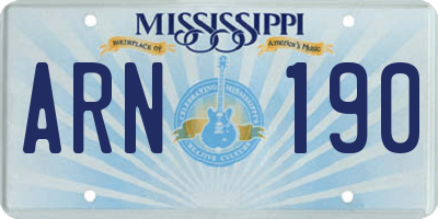 MS license plate ARN190