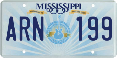 MS license plate ARN199