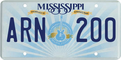 MS license plate ARN200