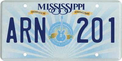 MS license plate ARN201