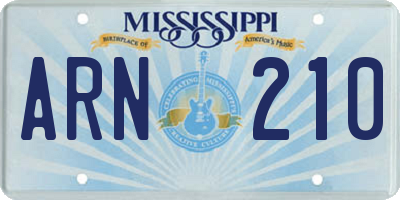 MS license plate ARN210