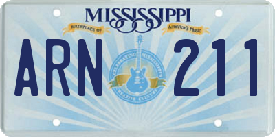 MS license plate ARN211