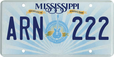 MS license plate ARN222