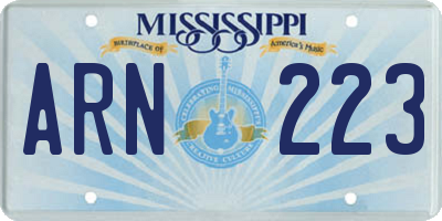 MS license plate ARN223