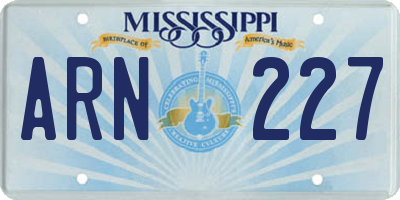 MS license plate ARN227