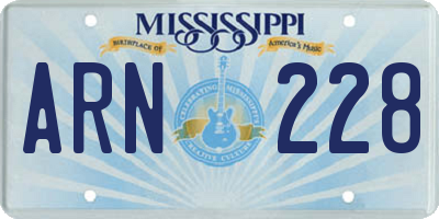 MS license plate ARN228