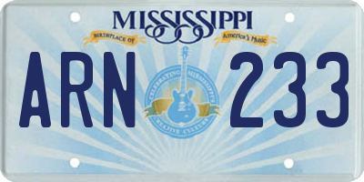 MS license plate ARN233