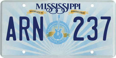 MS license plate ARN237