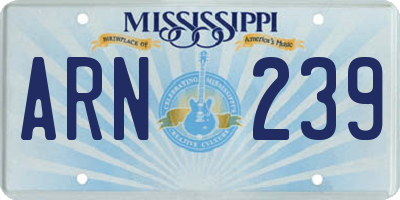 MS license plate ARN239