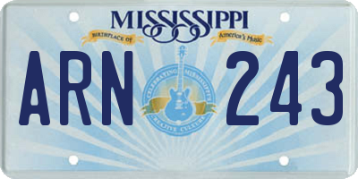 MS license plate ARN243