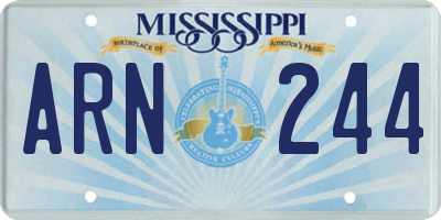 MS license plate ARN244