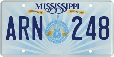 MS license plate ARN248
