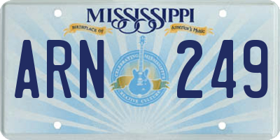 MS license plate ARN249