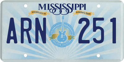 MS license plate ARN251