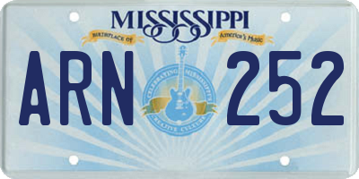 MS license plate ARN252
