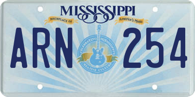 MS license plate ARN254