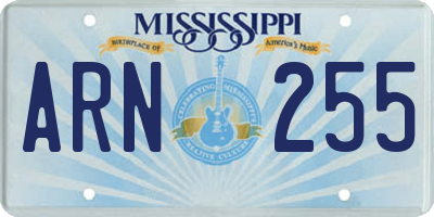 MS license plate ARN255