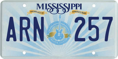 MS license plate ARN257