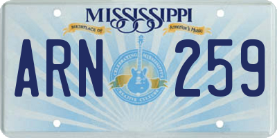 MS license plate ARN259