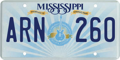 MS license plate ARN260