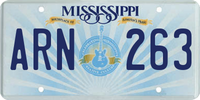 MS license plate ARN263