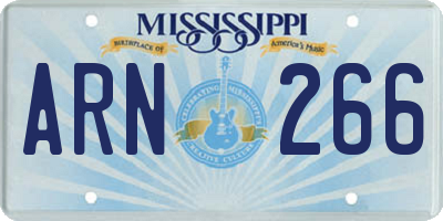 MS license plate ARN266