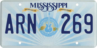 MS license plate ARN269