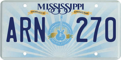 MS license plate ARN270