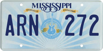 MS license plate ARN272