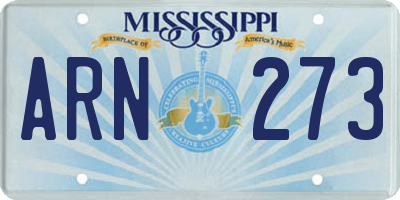 MS license plate ARN273
