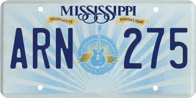 MS license plate ARN275
