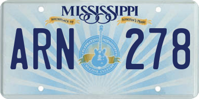 MS license plate ARN278