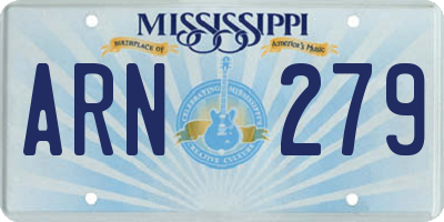 MS license plate ARN279