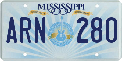 MS license plate ARN280