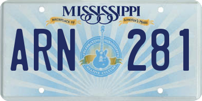 MS license plate ARN281