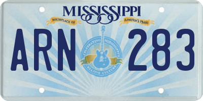 MS license plate ARN283