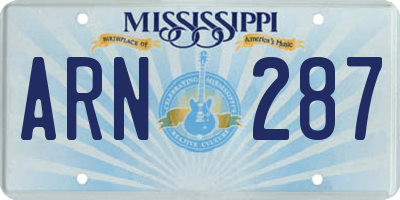 MS license plate ARN287