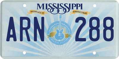 MS license plate ARN288