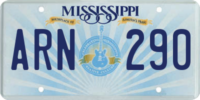 MS license plate ARN290