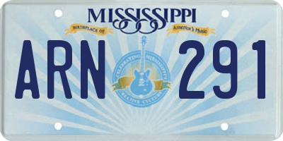 MS license plate ARN291