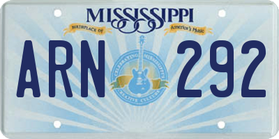 MS license plate ARN292