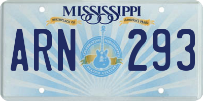 MS license plate ARN293