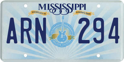 MS license plate ARN294