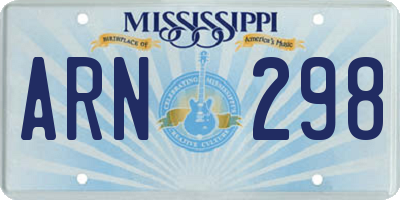 MS license plate ARN298