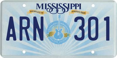 MS license plate ARN301