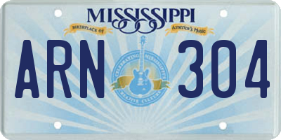 MS license plate ARN304