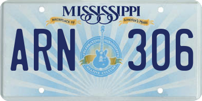 MS license plate ARN306