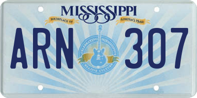 MS license plate ARN307