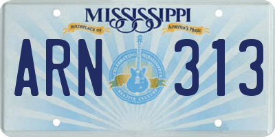 MS license plate ARN313