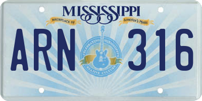MS license plate ARN316